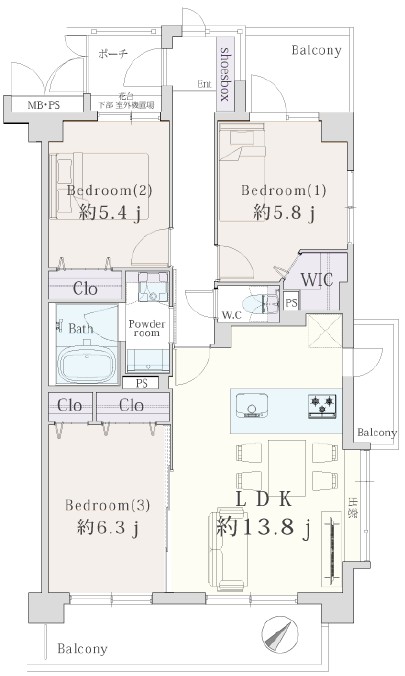 ライオンズマンション板橋本町第2　2階　間取図